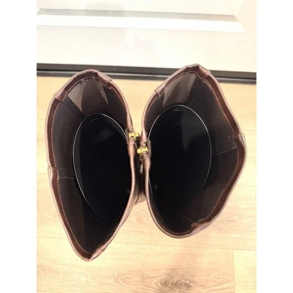 Zara Burgundy High-Heel Buckle Boots Pointed Toe Size US 9 EUR 40 Preowned - Picture 12 of 16